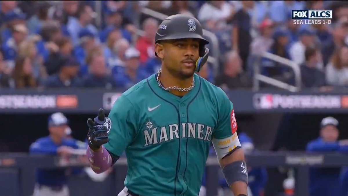 Julio Rodríguez gives the Seattle Mariners a 3-0 lead just 3 batters into the game! (MLB x @Adidas)