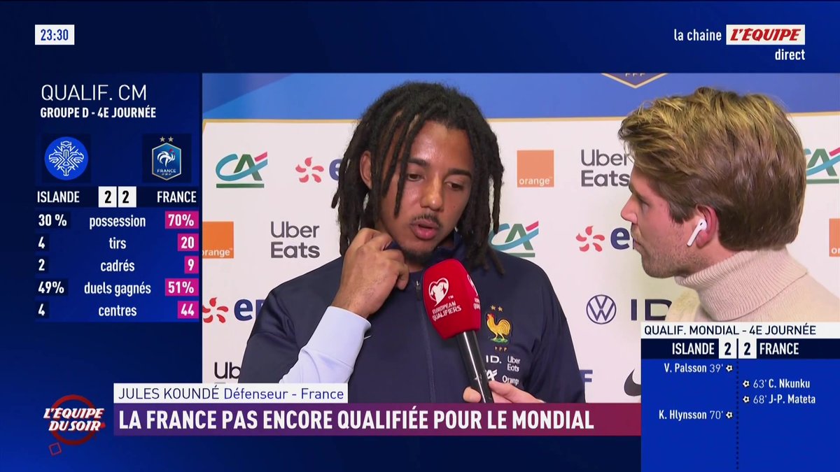 💬​ Jules Koundé revient sur le deuxième but pris par les Bleus #ISLFRA