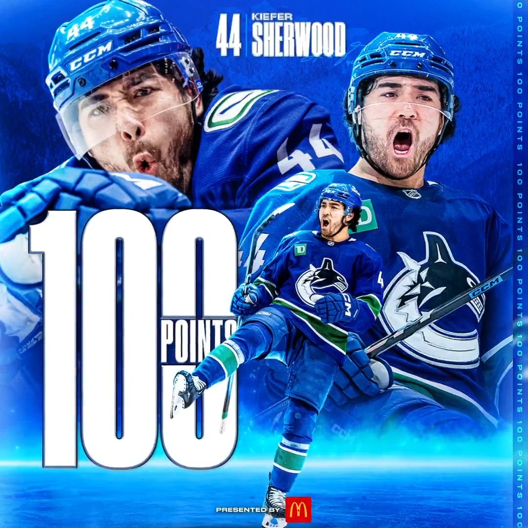 Century mark for Sherwood. 💯 McDonald's 🇨🇦 | #Canucks