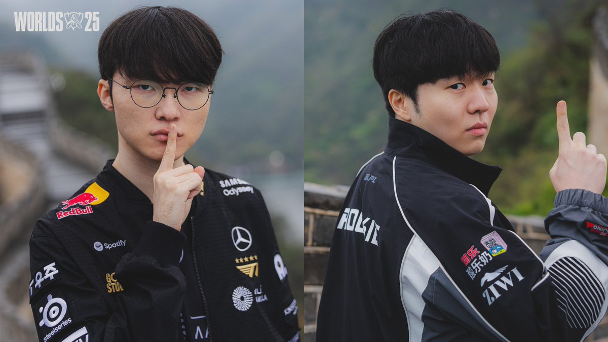 TWO TITANS STAND TALL: #Worlds2025 kicks off TODAY with Invictus Gaming facing off against T1 LoL in a MUST-WIN Bo5!