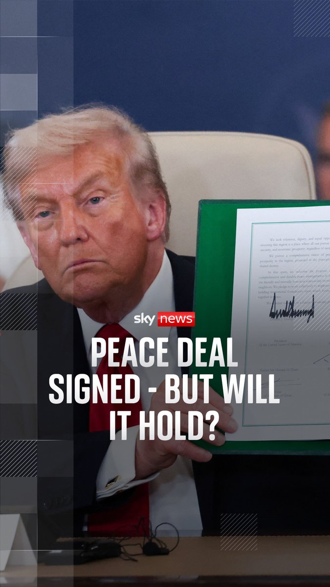 World leaders have hailed the signing of a historic peace deal in the Middle East - but the real challenge lies ahead. Sky's Beth Rigby reports on the thornier issues leaders are worried about to maintain it. 🔗