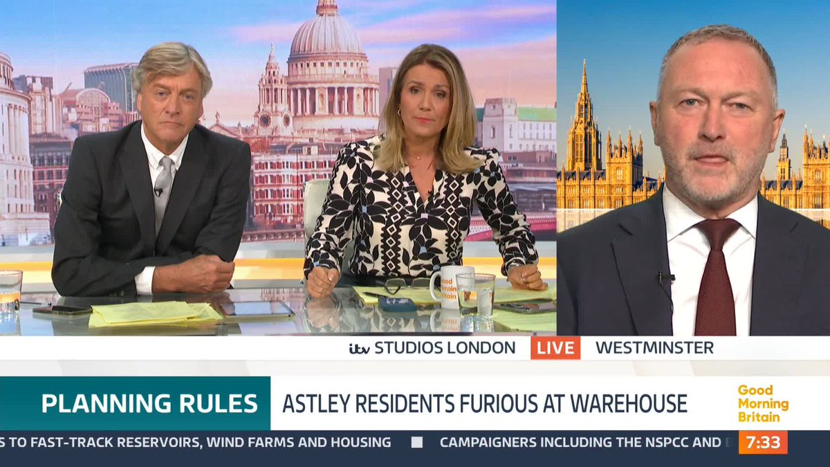 'Would you support an application for a judicial review?' Susanna Reid questions Housing Secretary Steve Reed on the residents in Greater Manchester who are up in arms, after a new development of 60-foot warehouses was built in their backyard.