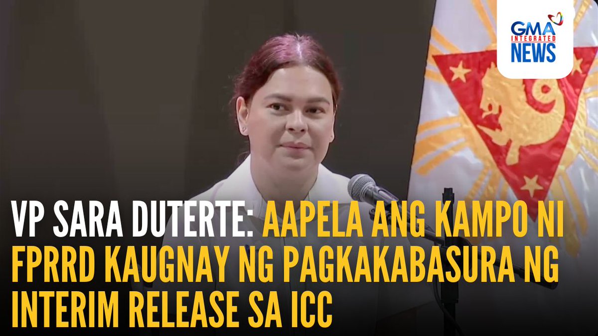 Sinagot ni Vice President Sara Duterte ang mga tanong hinggil sa pagbasura ng International Criminal Court sa hiling na interim release ni dating Pangulong Rodrigo Duterte. Sinagot rin ng bise presidente ang resulta ng SWS survey tungkol sa pananagutan ng dating pangulo sa drug war, at nagpasalamat siya sa resolusyon ng Senado na nananawagan para sa house arrest ng kaniyang ama.