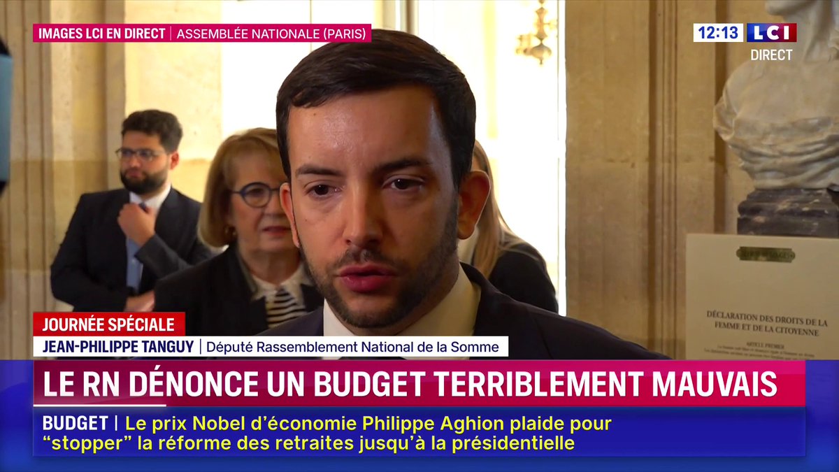 "On va droit vers la faillite (...) On soutient toute motion de censure qui permette de libérer la France de gens incompétents, des menteurs", Jean-Philippe Tanguy Ⓜ️