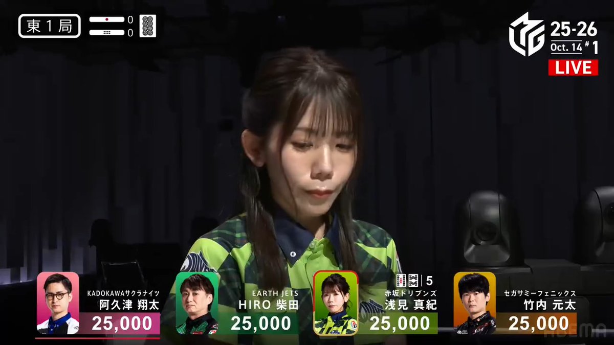 #Mリーグ 2025-26試合ダイジェスト📹 東1局、#浅見真紀 選手の倍満ツモ！ ゲーム始まって1局目、早速大物手がやってくる！ 浅見選手がスムーズに5巡目先制リーチ！ その手はなんとドラ1赤2の平和🀔🀗待ち！ あっさりツモって裏2！ 4000・8000で大きくリード！ 👇今すぐ無料視聴