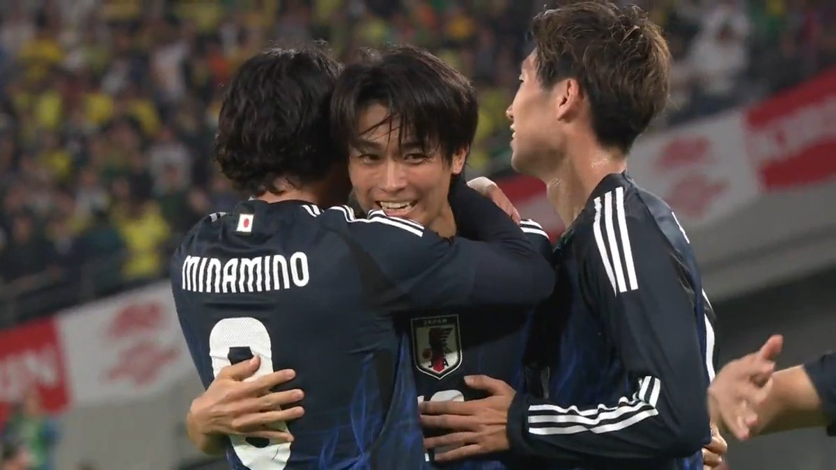 🏆キリンチャレンジカップ2025 🇯🇵 #サッカー日本代表 vs ブラジル🇧🇷 #伊東純也 のクロスに #中村敬斗 が合わせ、同点に追いつく‼️ 📺地上波 #テレビ朝日 系列で生中継！ #最高の景色を #SAMURAIBLUE