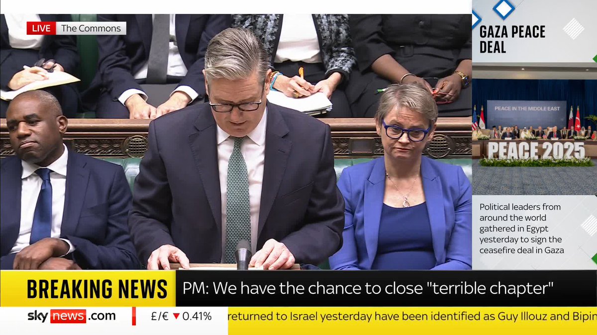 BREAKING: "While the signing yesterday was historic, what matters now is implementation." Prime Minister Sir Keir Starmer says more aid to Gaza is urgently needed, and calls for all restrictions to be lifted to bring help in as fast as possible.