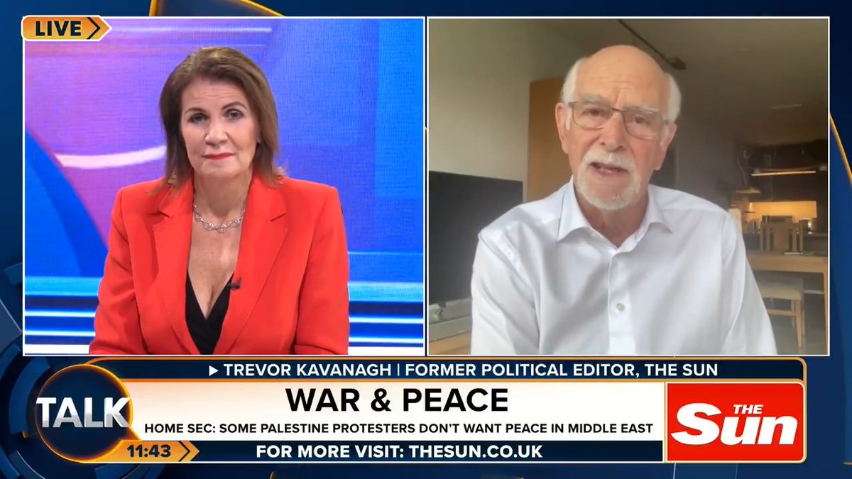 The Sun ex-political editor Trevor Kavanagh says pro-Palestinian protesters should have "been stopped at the outset", as the Home Secretary states that some activists 'don't want peace'. "You can't legislate against stupidity... they're calling for support of Hamas!" Julia Hartley-Brewer
