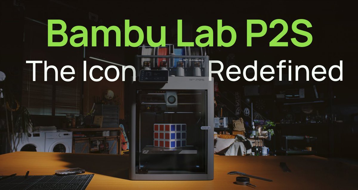 The P2S is here! Our most popular printer just got smarter. 🚀 We've upgraded everything: ✅ Adaptive Airflow: Perfect temp for any filament. ✅ AI Monitoring: Catches errors before they happen. ✅ PMSM Extruder: 70% more force for tough materials. ✅ Auto-Calibration: Perfect first layer, every time. ✅ 5" Touch UI: Control is a breeze. ✅ 1080p Live View: Watch your print in HD from anywhere. Get Yours Now👉 #BambuLab #BambuLabP2S #3DPrint #3DPrinting #TheIconRedefined