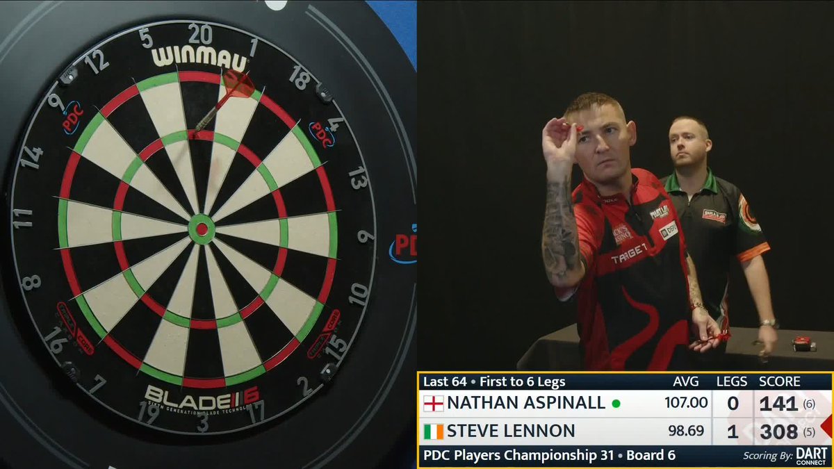 ASP NAILS THE NINE! 🔥 Nathan Aspinall produces perfection at Players Championship 31! The Asp lands the nine-dart leg in his Round Two tie against Steve Lennon! 👏