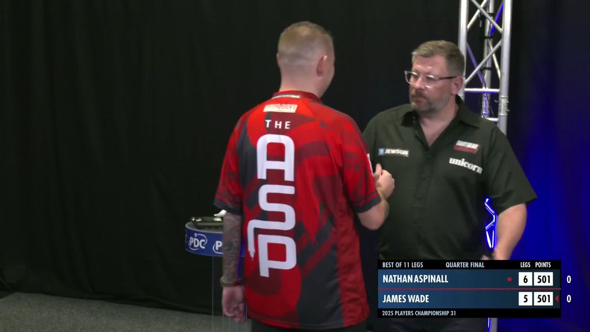 ASP INTO THE SEMIS! Nathan Aspinall survives a match dart to edge past James Wade and book his place in the Players Championship 31 semi-finals! The Stockport star is having some day so far! 😅 📺 #PC31