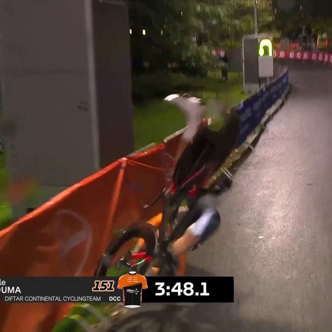 Crash for Jelle Bouma in Tour of Holland prologue 😬 #TourofHolland