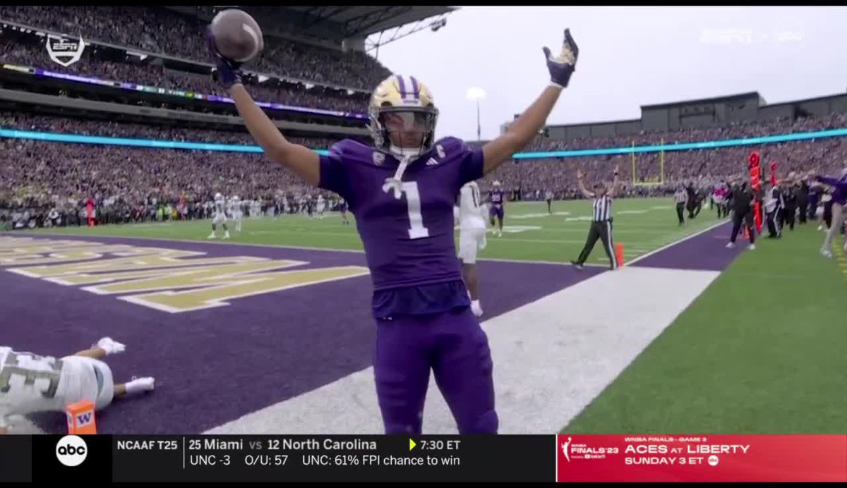 Penix โ๏ธ Odunze #OTD in 2023, the standout duo connected on the game-winner to send No. 7 Washington past No. 8 Oregon ๐ #TouchdownTuesday x Washington Football