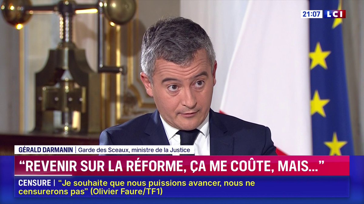🗣️ "La démission du gouvernement Lecornu a coûté plus cher à la France que l'annonce aujourd'hui de la suspension de la réforme des retraites." 🔴 Gérald Darmanin (Gérald DARMANIN), invité de Darius Rochebin