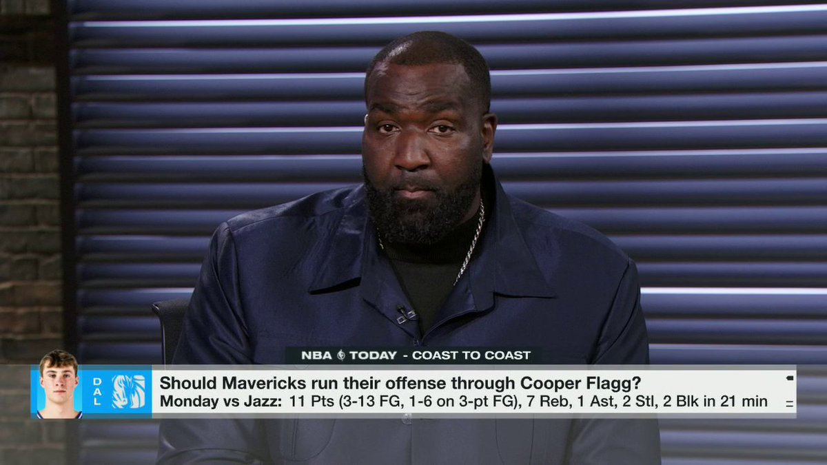 "You damn right. ... [Cooper Flagg] is the white version of LeBron James. When you talk about his IQ for the game, he has that." Kendrick Perkins shares his thoughts on Cooper Flagg running point guard for the Mavericks 👀