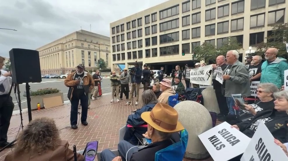 Former coal miners protest outside Trump's Department of Labor: We need y'all to stand up for us coal miners. You let them stand beside you when you run for election, but you won't stand beside them when we need your help. The state said they ain't got enough money, so they come to the federal government to get the black lung benefits. It ain't enough for people with 4 or 5 kids