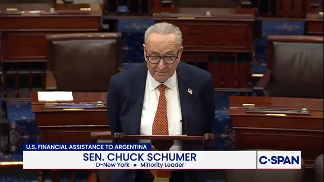 .Chuck Schumer (D-NY) on Trump administration sending $20 billion to Argentina: "This Argentina bailout is a slap in the face to both American farmers and working families worried about keeping their health care."
