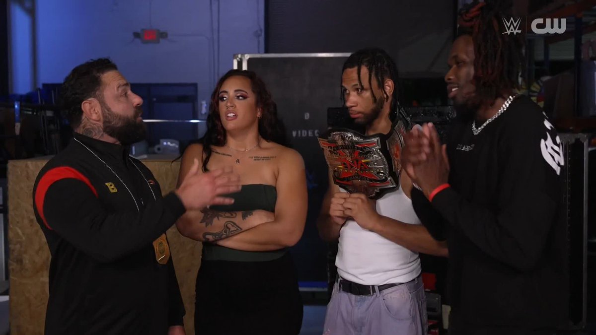 .LEON SLATER and Je’Von Evans as a tag team?!? STACKS 💵 has an issue with that... 👀 A V A Santino / Anthony Carelli