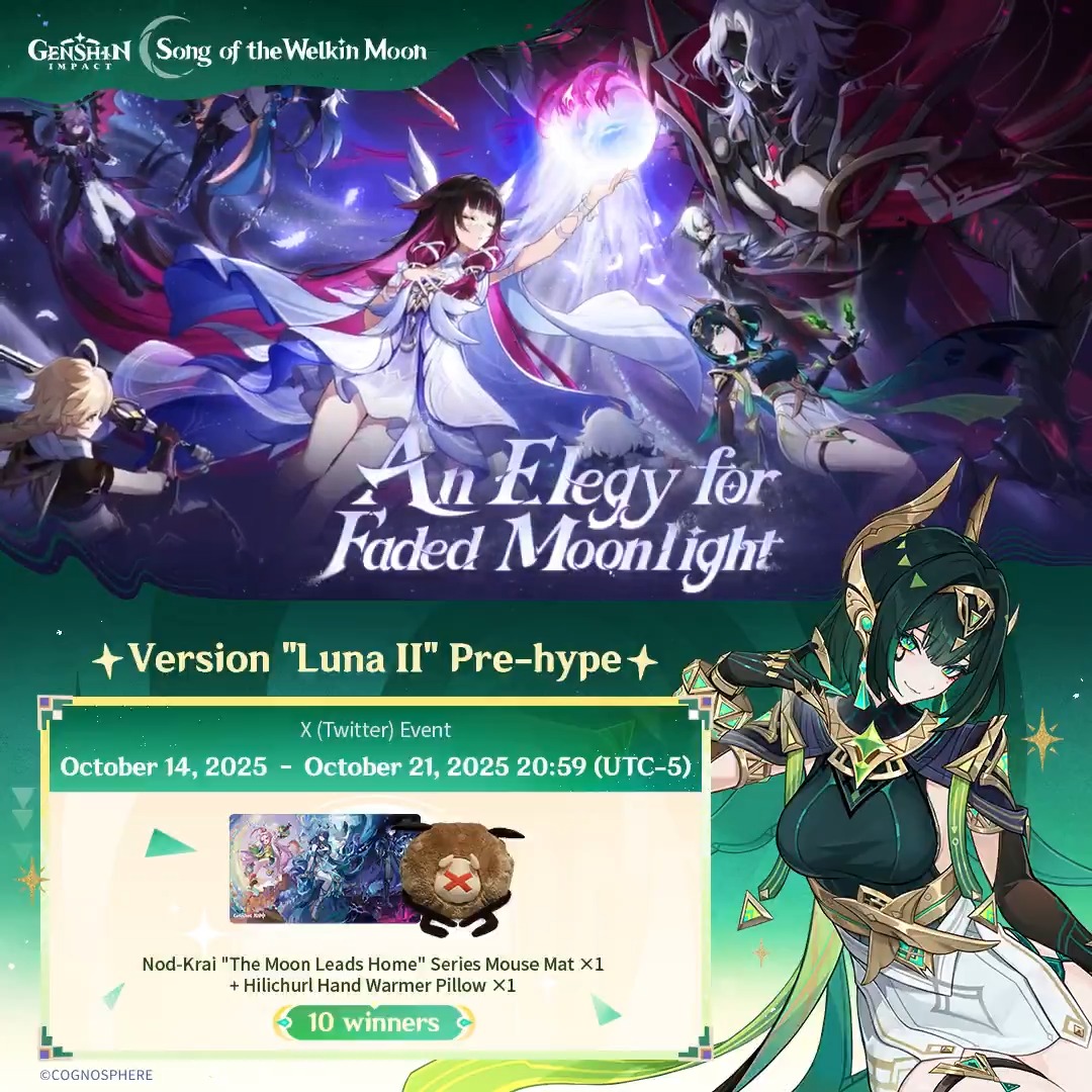 ✨Version "Luna II" Pre-hype✨ 🎁Participate in the event for a chance to win official merchandise. How to Participate: ① Follow Genshin Impact ② Repost this post You can instantly check the event results: #GenshinImpact