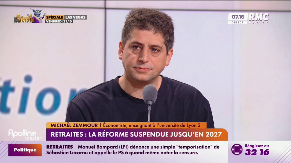 💰 Sébastien Lecornu a annoncé suspendre la réforme des retraites jusqu'à 2027 🎙️ "Seulement un décalage", analyse Michaël Zemmour, économiste et enseignant-chercheur #ApollineMatin