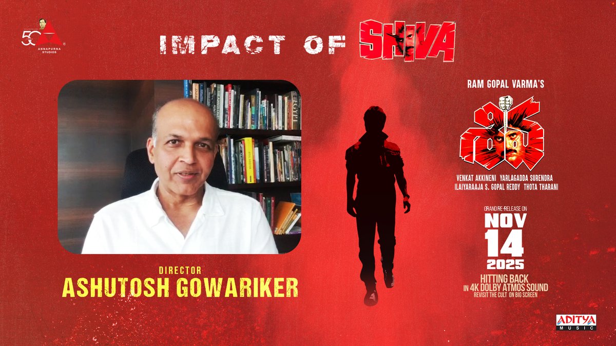 It wasn’t just a film, it was a punch in the gut 🔥🔥🔥 The legendary Ashutosh Gowariker garu revisits the raw emotion of #Shiva, the film that turned into a cult phenomenon ❤️‍🔥 #SHIVA4K with Dolby Atmos Grand Re-Release in theatres on November 14th, 2025 💥💥 #50YearsOfAnnapurna #SHIVA #ANRLivesOn King Nagarjuna Akkineni Ram Gopal Varma Amala Akkineni Ilaiyaraaja Annapurna Studios #SGopalReddy Aditya Music