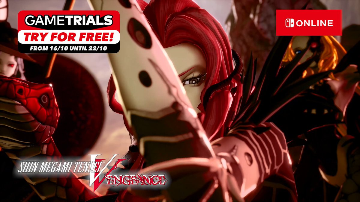 Battle through a post-apocalyptic world overrun by demons in the Shin Megami Tensei V: Vengeance Game Trial – starting tomorrow, October 16th! 👹 #NintendoSwitchOnline members can download the full game for free now: