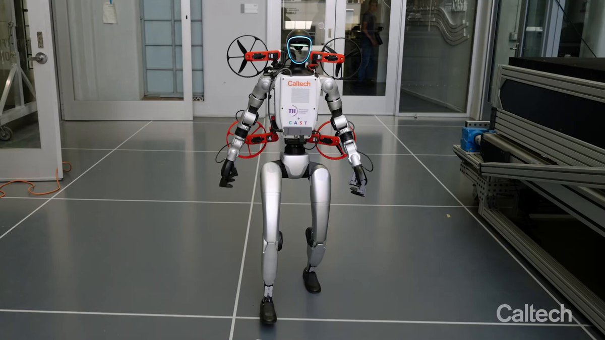 Caltech and TII Launch X1: The Ultimate Multirobot Response Team Caltech's Center for Autonomous Systems and Technologies (CAST) and Abu Dhabi's Technology Innovation Institute (TII) have unveiled X1, which they dub the world's first multirobot system integrating a humanoid and a transforming drone. The core idea is simple: combine the best of walking, driving, and flying into one package to mitigate the drawbacks of each modality. The system was showcased in an emergency simulation where a modified Unitree G1 humanoid carried M4 (Caltech's multimodal fly/drive robot) like a backpack. The humanoid walked to an elevated spot, bent over, and deployed M4 in drone mode. M4 flew, transformed to drive, encountered an obstacle (a pond), switched back to flight mode to overcome it, and then reached the "emergency" site.