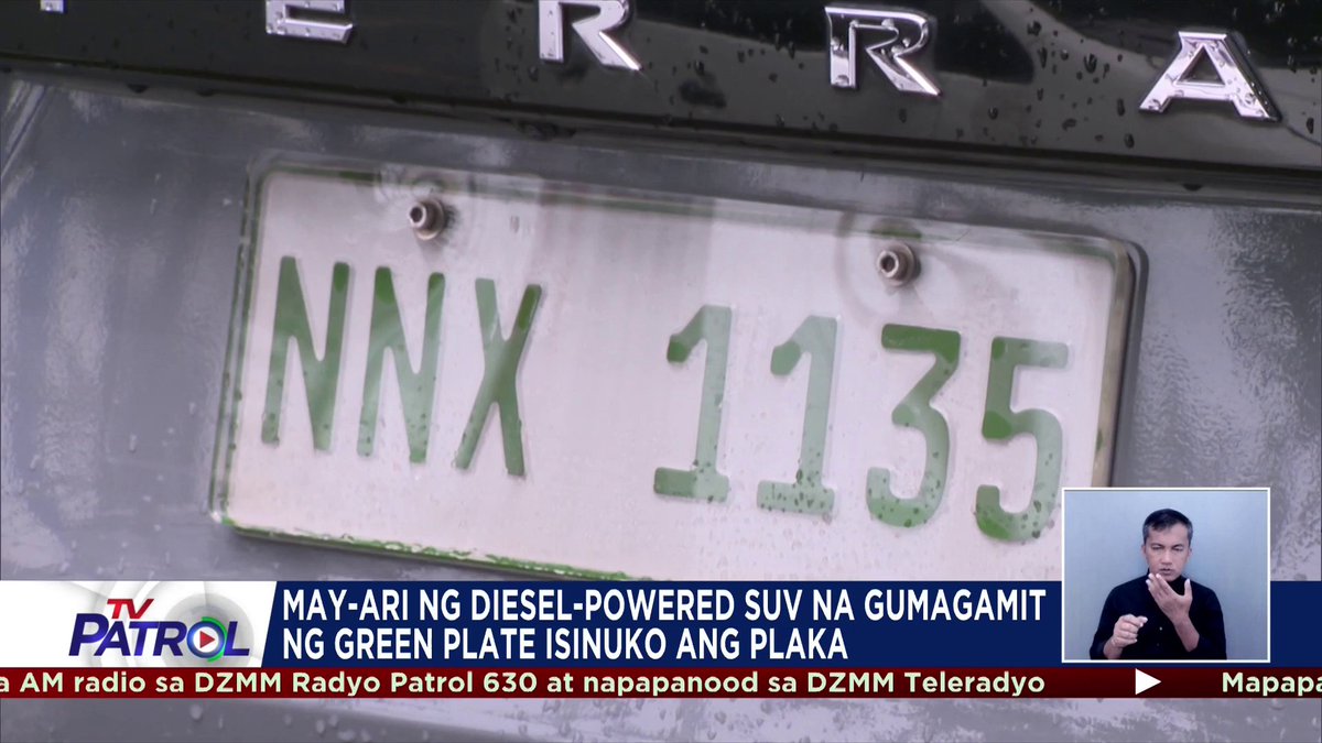 Isinuko ng isang may-ari ng diesel na sasakyan ang green plate na para lamang sa mga hybrid at electronic vehicles matapos umanong maling maibigay sa kaniya ang naturang plaka. Bago nito, nasita siya nang mag-viral ang larawan ng kaniyang sasakyang may green plate.