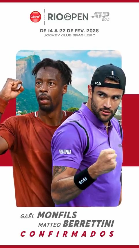 GAEL MONFILS E MATTEO BERRETTINI NO RIO OPEN 2026! 🔥 Monfils anunciou recentemente a sua aposentadoria no final da temporada de 2026 e confirmou o Rio Open na sua rota de despedida! Aos 39 anos, o showman é o campeão mais velho da ATP desde a criação do circuito em 1990. 💪
