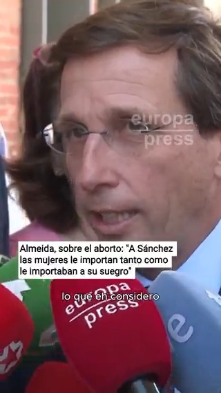 Almeida, sobre el aborto: "A Sánchez las mujeres le importan tanto como le importaban a su suegro"