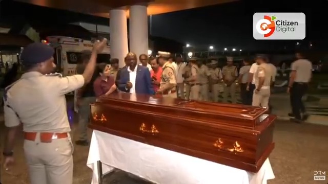 Footage from Kerala, India showing the body of Raila Odinga arriving at the morgue