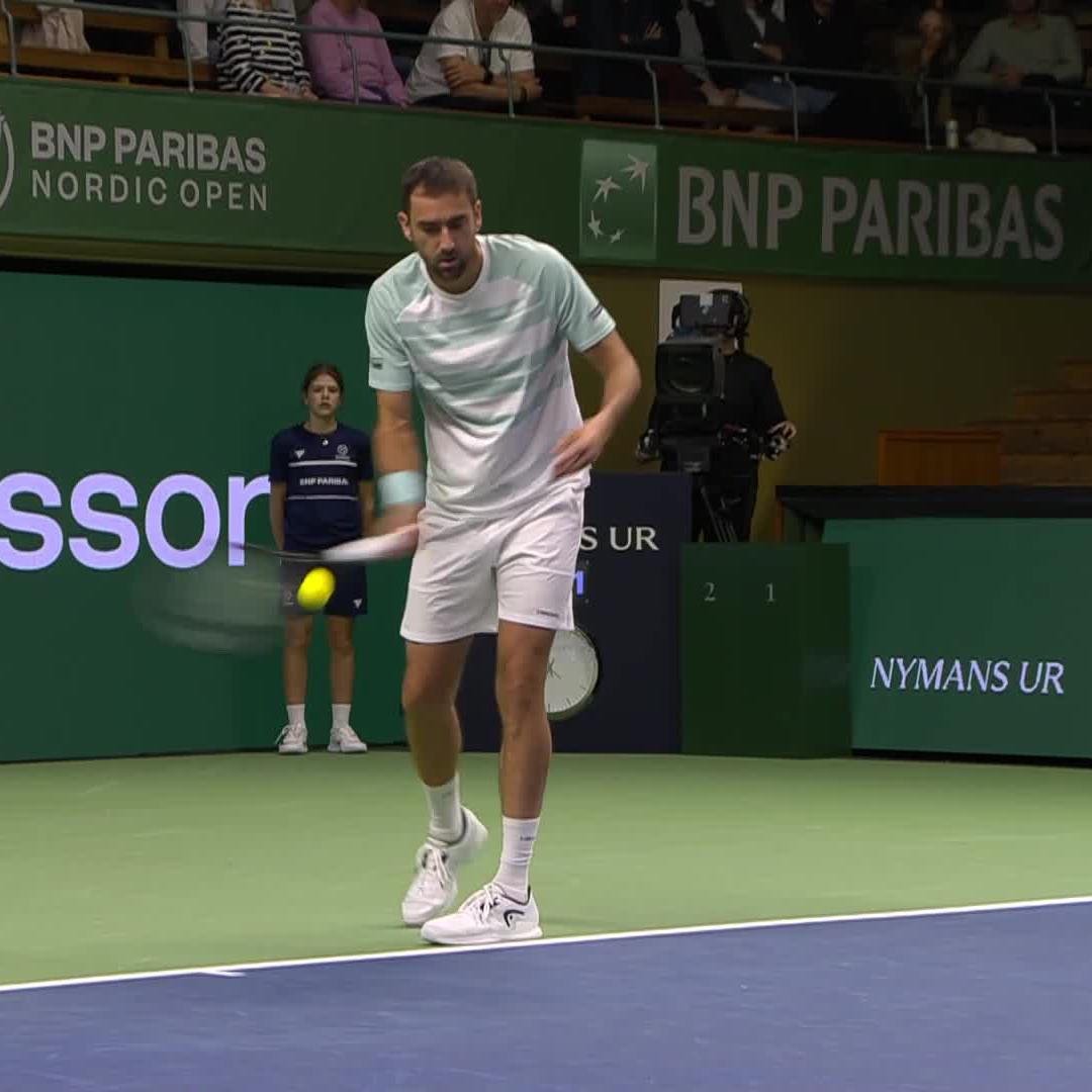 Wow ๐ณ Cilic pulls out a cheeky underarm serve in the opening game ๐ Marin Cilic #BNPParibasNordicOpen
