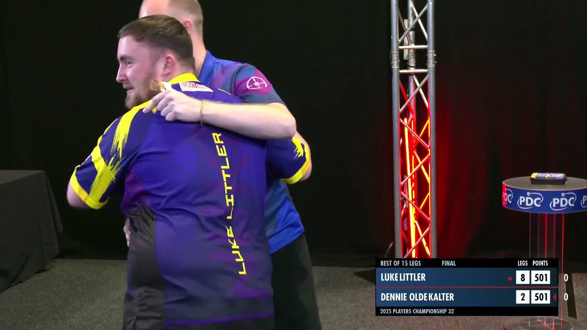 LITTLER WINS PC32! 🏆 After crashing out in Round One yesterday, Luke Littler responds by clinching Players Championship 32 in Wigan! The Nuke defeated Dennie Olde Kalter 8-2 in the final with an average close to 111! 📺 #PC32