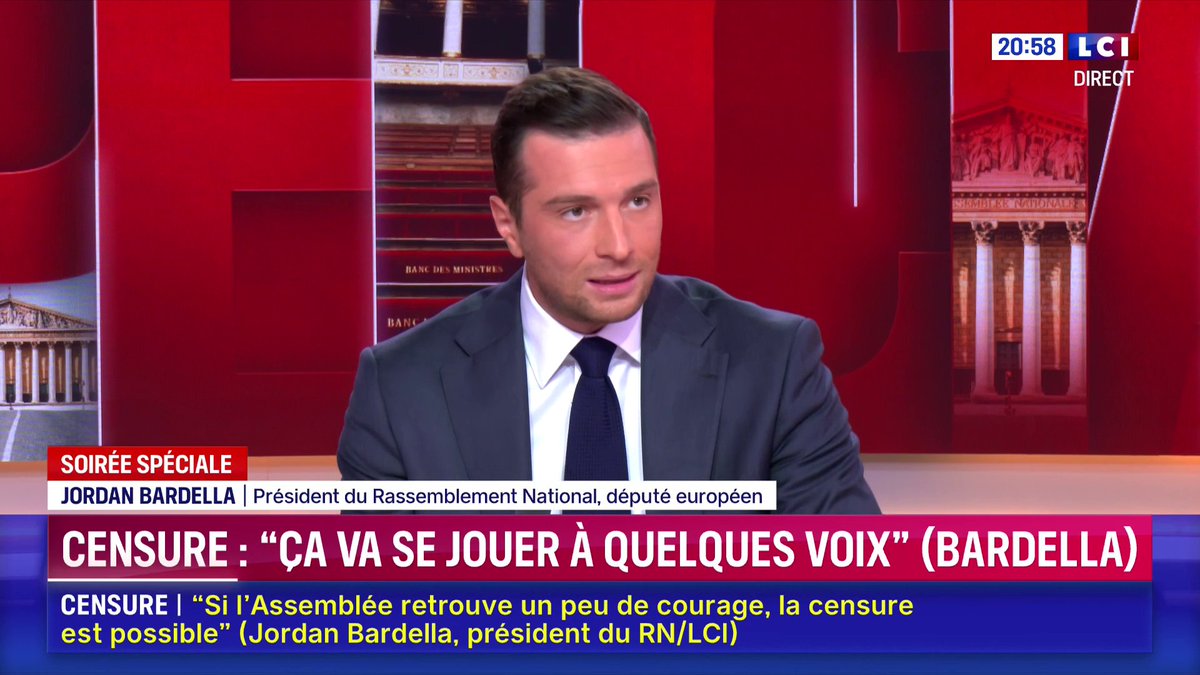🗣️ "Si demain le président dissout l'Assemblée nationale, si j'ai une majorité absolue je vais immédiatement à Matignon, si j'ai une majorité relative je proposerais à de potentiels alliés de travailler ensemble." 🔴 Jordan Bardella (Jordan Bardella), invité de Darius Rochebin