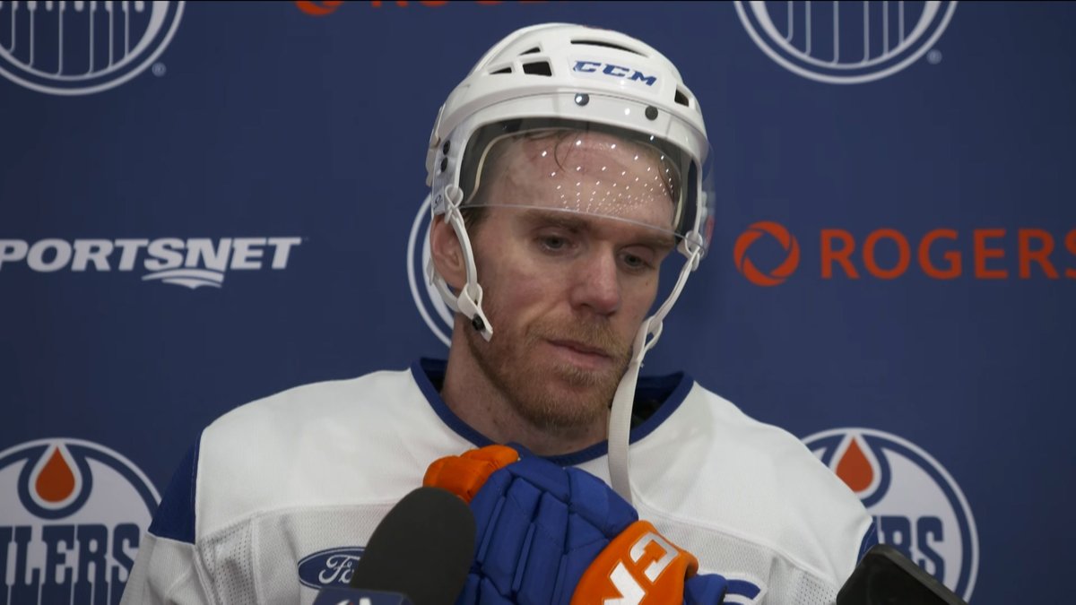 "Guys are bought in, checking hard &amp; we've had some good goaltending." Connor McDavid catches up with the media post-practice as the #Oilers continue their New York road trip. Enterprise | #LetsGoOilers