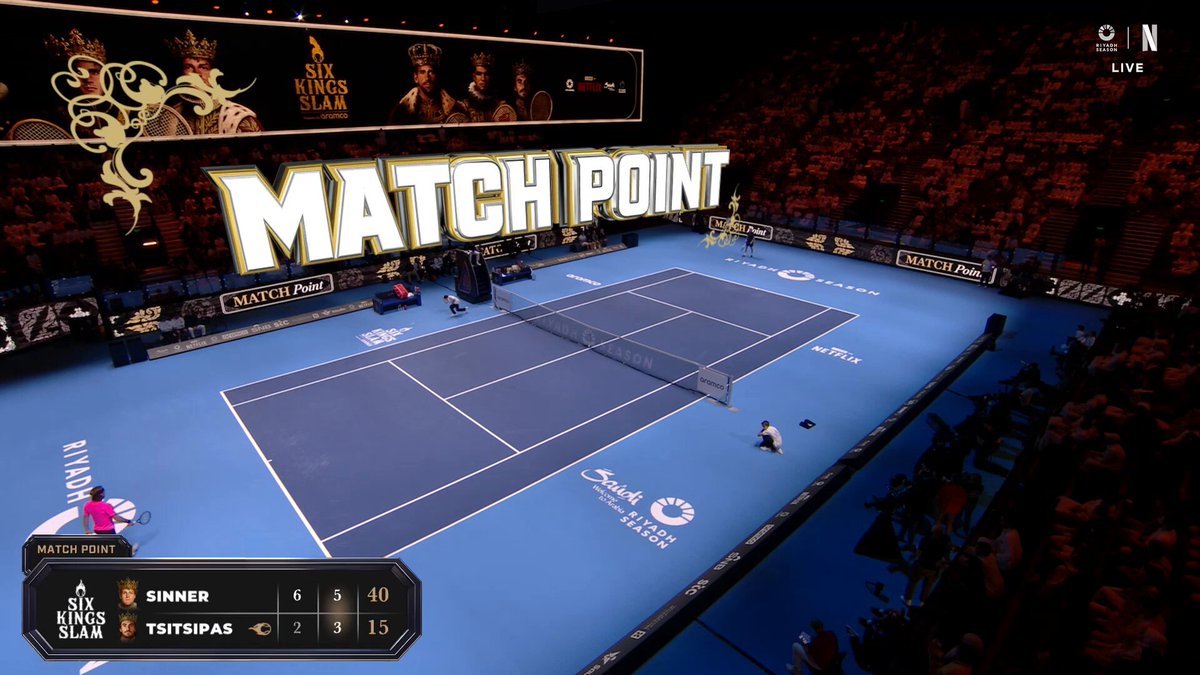 GAME. SET. MATCH. SINNER DEFEATS TSITSIPAS TO ADVANCE TO THE SEMIS TOMORROW AGAINST NOVAK DJOKOVIC 🔥 #SixKingsSlam LIVE only on Netflix!