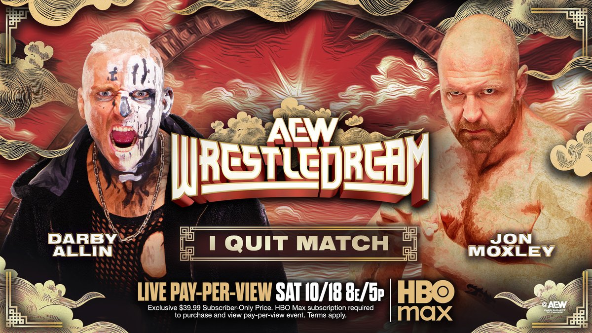 "Let's make sure we understand the implications of an I Quit match." Jon Moxley and DARBY ALLIN have an intense face-to-face before their “I Quit” match this Saturday at #AEWWrestleDream! Watch #AEWDynamite LIVE on TBS & HBO Max