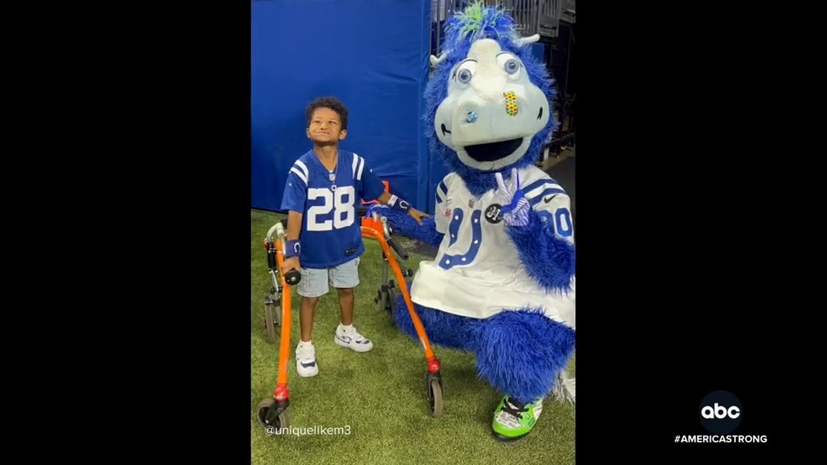 An NFL cheerleader for the Indianapolis Colts surprised a deaf eight-year-old football fan by signing with him on the sidelines. David Muir reports on the viral video that shows the special moments between the cheerleader and the young fan. #AmericaStrong