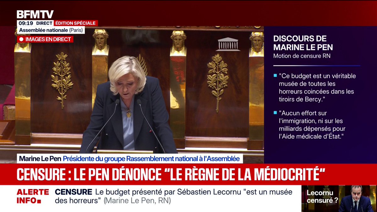 [ 🇫🇷 FRANCE ] 🔸 Marine Lepen déclare « Les maux de la France sont parfaitement connus, sauf peut-être d’un quarteron de gauchistes enfermés dans le déni du réel ».