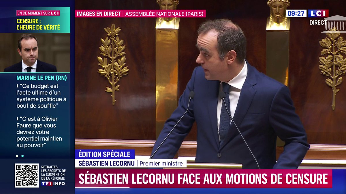 🔴 Sébastien Lecornu face aux motions de censure 🗣️ "Ce qui me frappe le plus, c'est la convocation du peuple comme une convocation d'un peuple imaginaire, comme s'il ne s'était pas exprimé lors des dernières élections législatives".