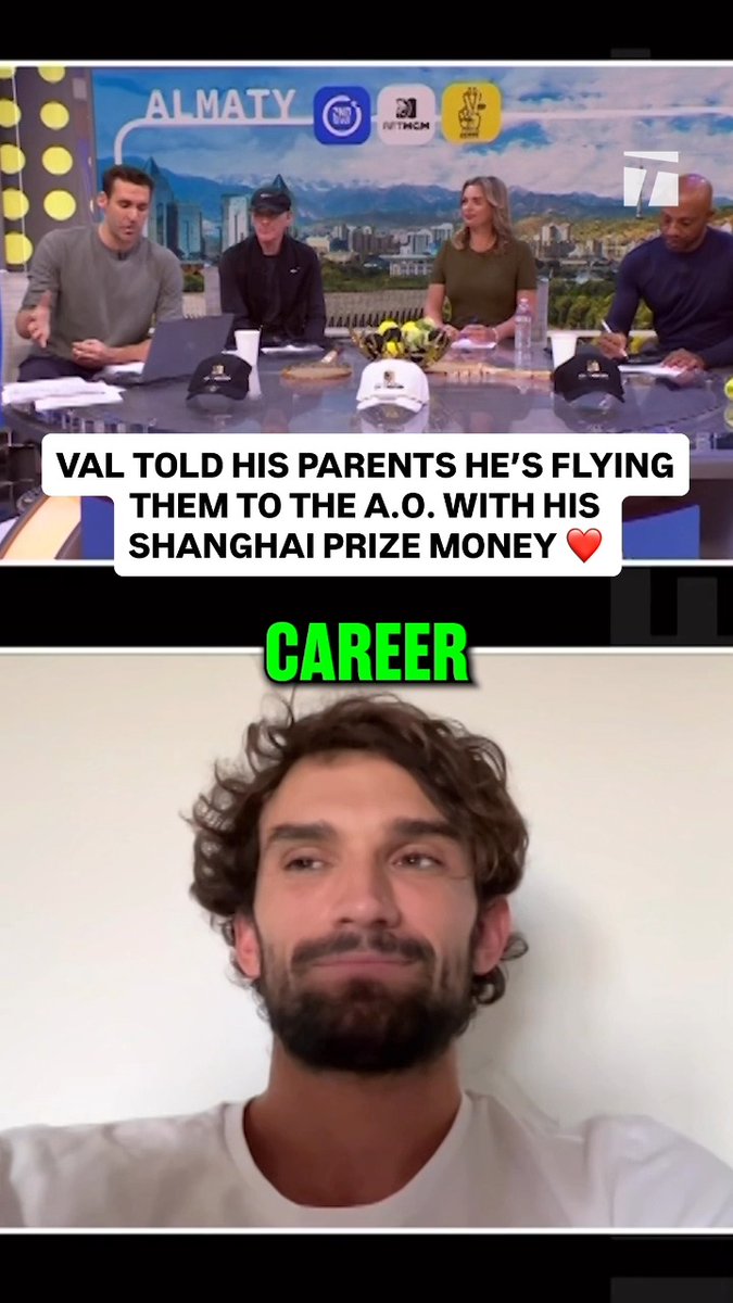 Valentin Vacherot says he will take advantage of his newly-gained financial stability to fly his parents to the Australian Open for the first time 🫶 He will also invest his Shanghai earnings in himself as 'a second career is starting.' (Tennis Channel)