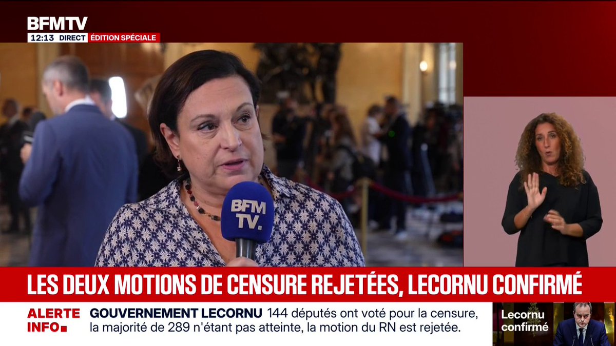 💬 "J'ai voulu exprimer la nécessité de sortir de ce blocage par un retour aux urnes" ➡️ Alexandra Martin (LR) explique son choix de voter pour les motions de censure du gouvernement Lecornu