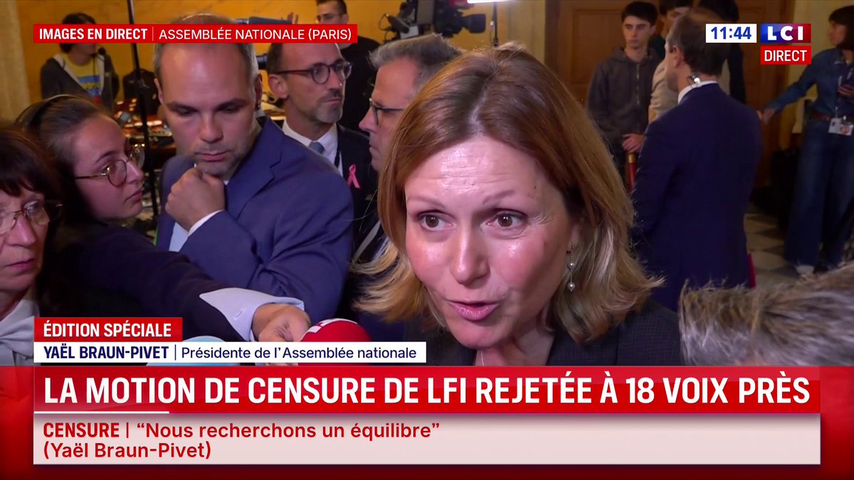 🔴🇫🇷 ALERTE VIDÉO | Yaël Braun Pivet exulte après la non censure du gouvernement qui lui permet de garder son poste.