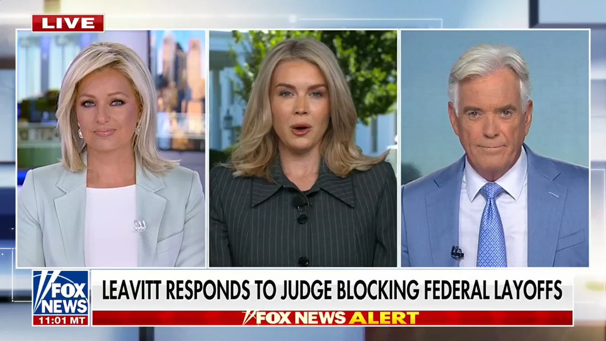 KAROLINE LEAVITT on judge blocking federal layoffs: "She is wrong. She is doing this for political reasons." "The Democrats know that they can judge shop, they can court shop, they can go to this woman because she is a far-left hack and she uses politics from the bench."