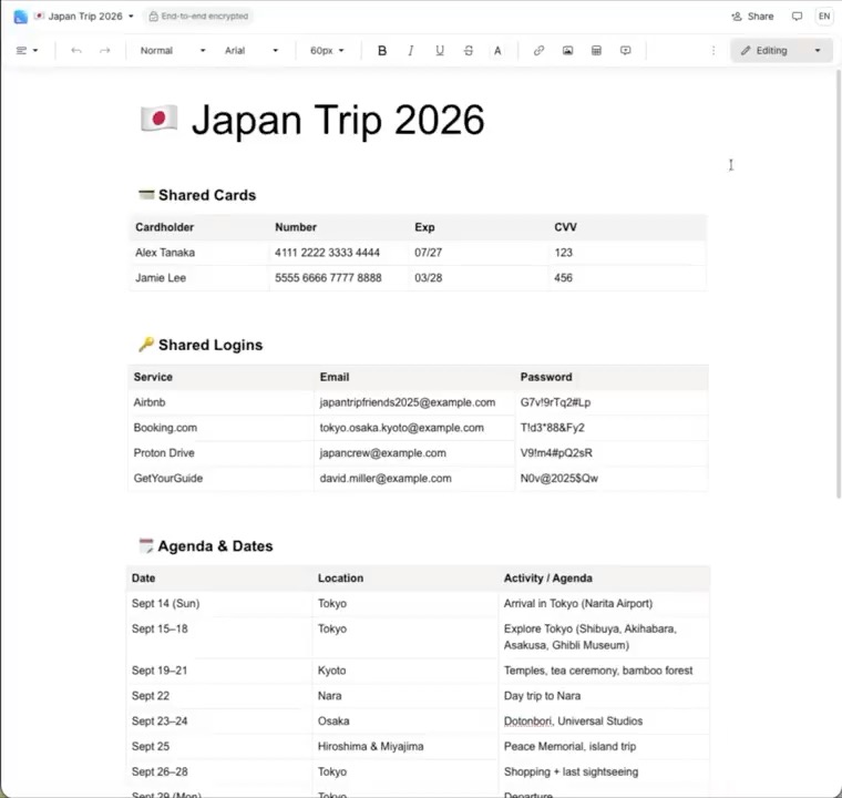 Planning a 2026 adventure with friends? With secure link sharing, Proton Drive lets you share docs containing flight details, hotel bookings, even logins or card info. You are in control. Just toggle access on or off anytime, so your plans (and privacy) are always protected.