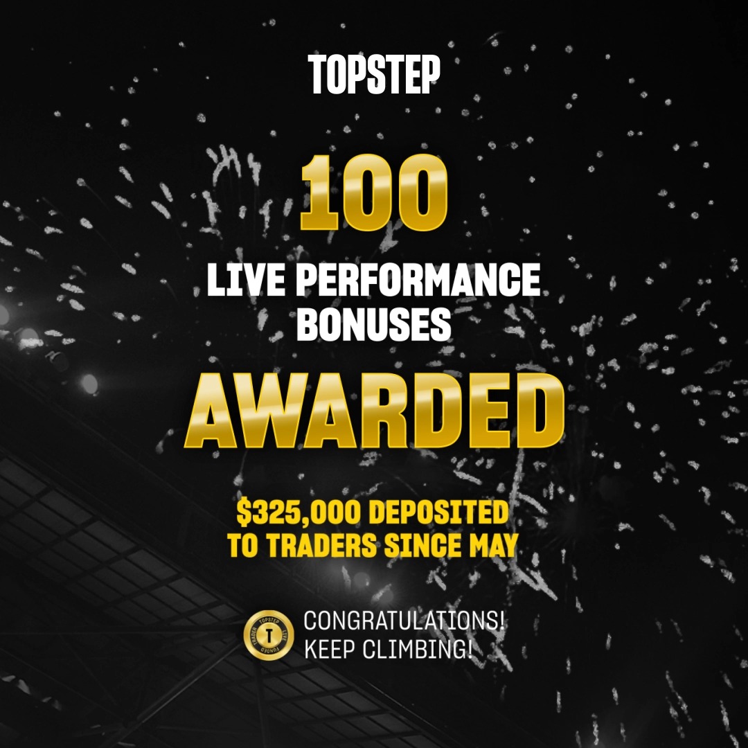 🚨 Big milestone alert 🚨 Since launching the Live Performance Bonus in May, we’ve officially hit 100 bonuses, totaling $325,000 for Live Funded traders! That’s 5 months of traders getting real performance bonuses on top of their payouts. Trade smart. Get paid. #Topstep