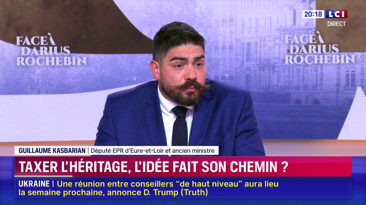 🗣 Taxer l'héritage : "J'ai toujours été constant, j'ai une philosophie de vie libérale. Je suis contre les hausses d'impôts. Donc je suis contre une nouvelle taxe sur l'héritage." ➡ Guillaume Kasbarian sur LCi face à Darius Rochebin