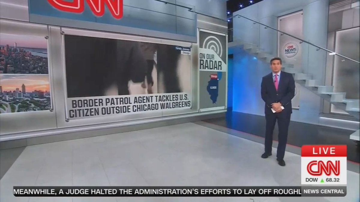 CNN plays video of an encounter between a federal immigration agent and a US citizen where a 19-year-old man is chased through a Walgreens before being tackled as a woman yells that the man is her brother-in-law, and that he's here legally. "He's a citizen! He's a citizen!"