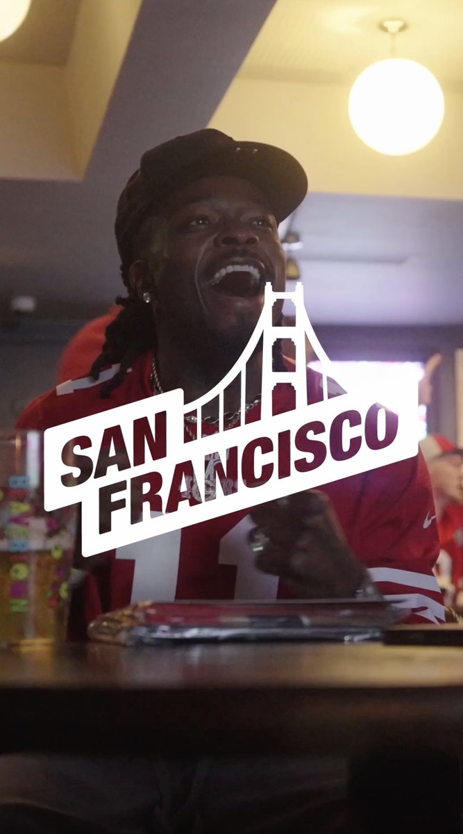 Marquise Goodwin was hyped to see the Faithful reppin' on his trip out to London 🇬🇧 San Francisco Travel | #FTTB