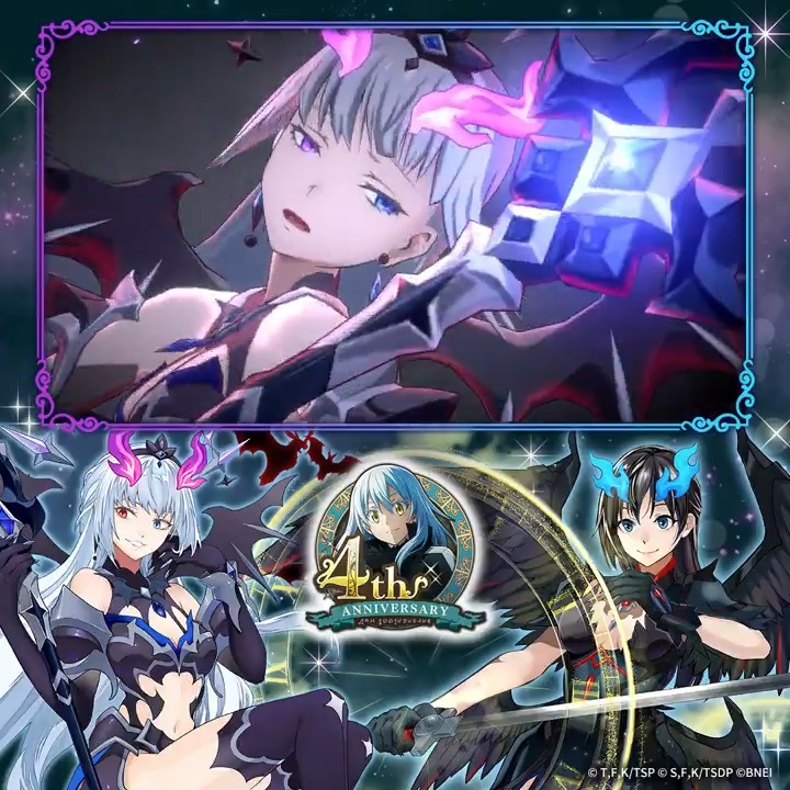 \超魔王竜祭 開催!🎉/ 今回はなんと、 川上泰樹先生描き下ろしによる 新衣装のルミナスと仮面の勇者が登場!✨ 川上先生ならではのステキな衣装で展開するルミナス、仮面の勇者に魅了された人はいいねを!💛 #転スラ #まおりゅうもうすぐ4周年